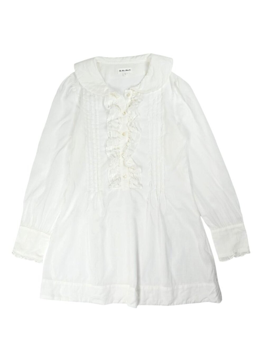 My Mum Made It Ruffle Placket Mini Dress in White